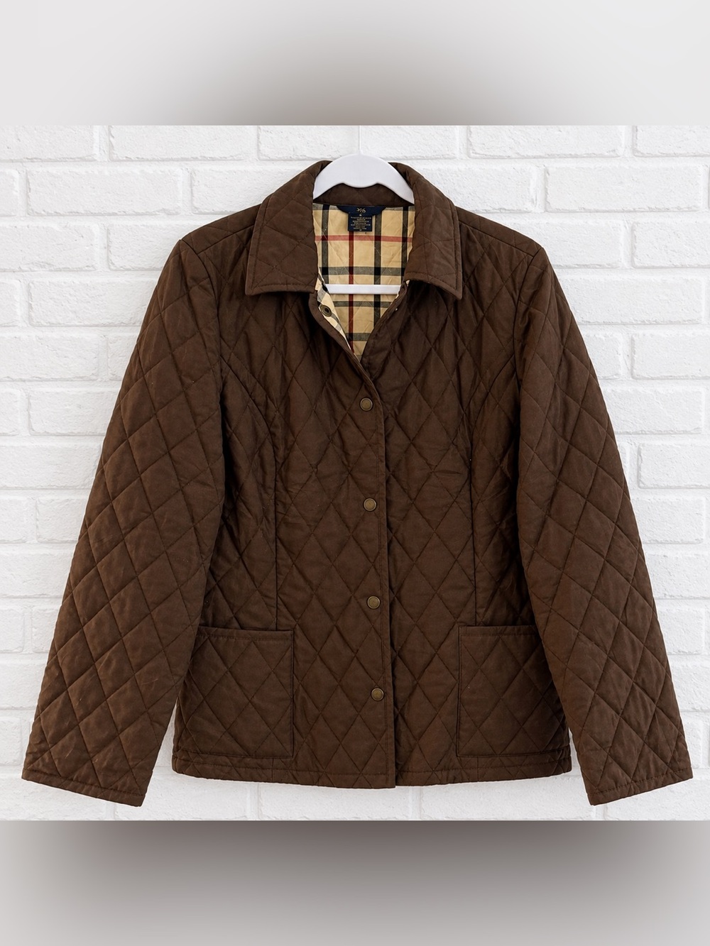 Brooks Brothers Quilted Brown Jacket with Tartan Lining
